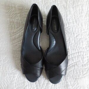 Easy Spirit Retro Style Peep-Toe Leather Wedge Sandals